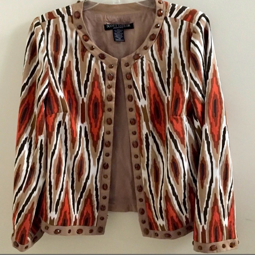Scott Taylor Multi-Color Statement Jacket Petite … - image 1